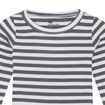 BIRKHOLM Stribet Rib Body Perfekt Hvid & Elefant Grå